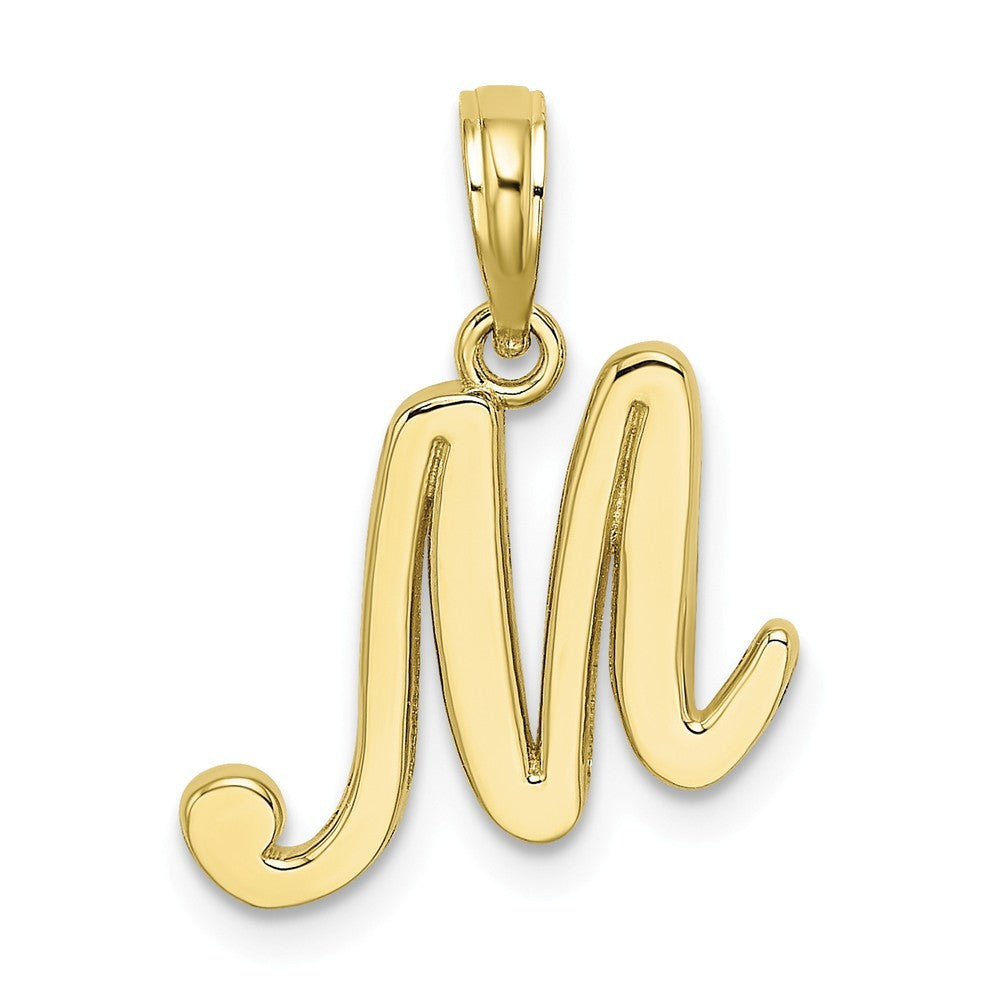 10K Yellow Gold Polished Script Initial Charm Pendant