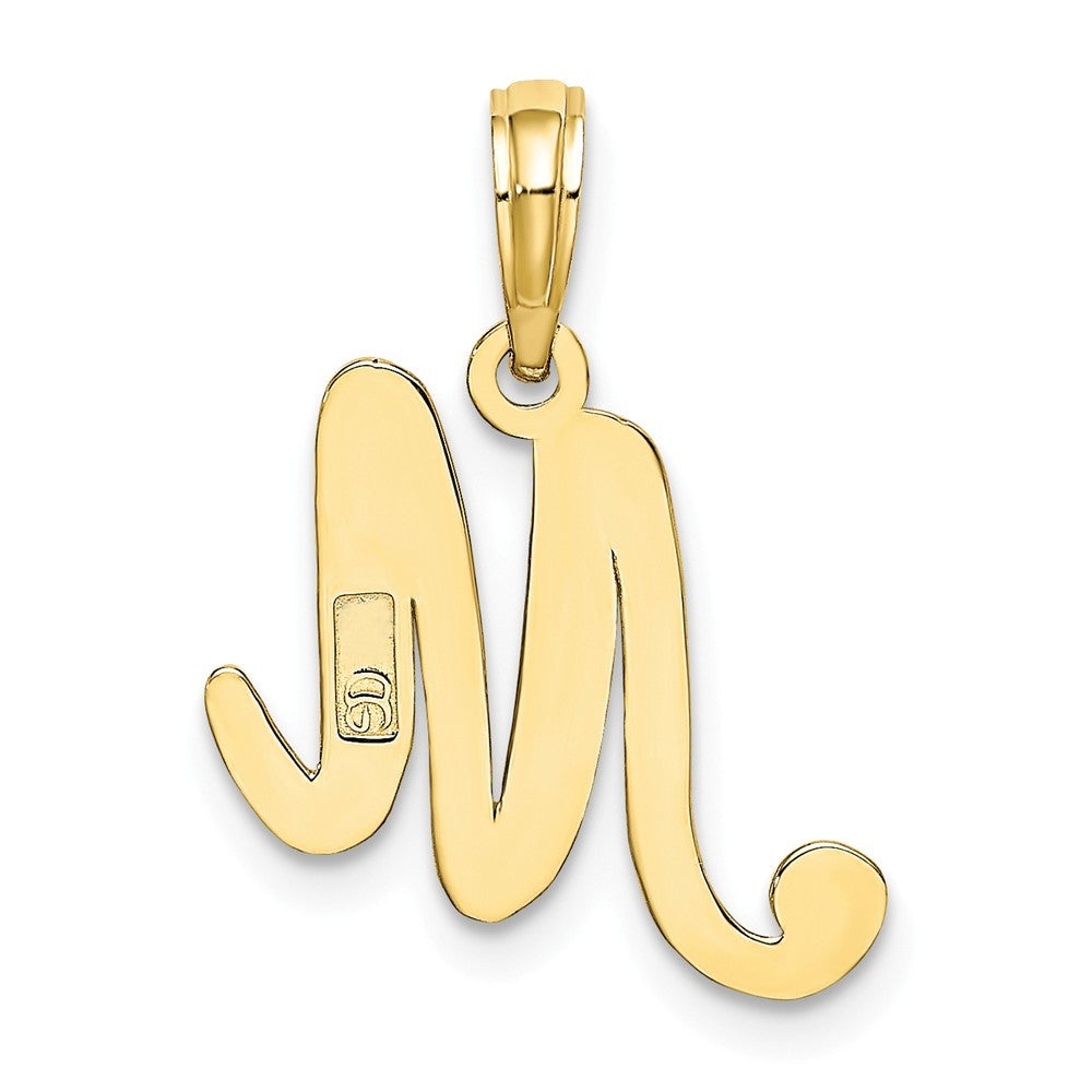 10K Yellow Gold Polished Script Initial Charm Pendant