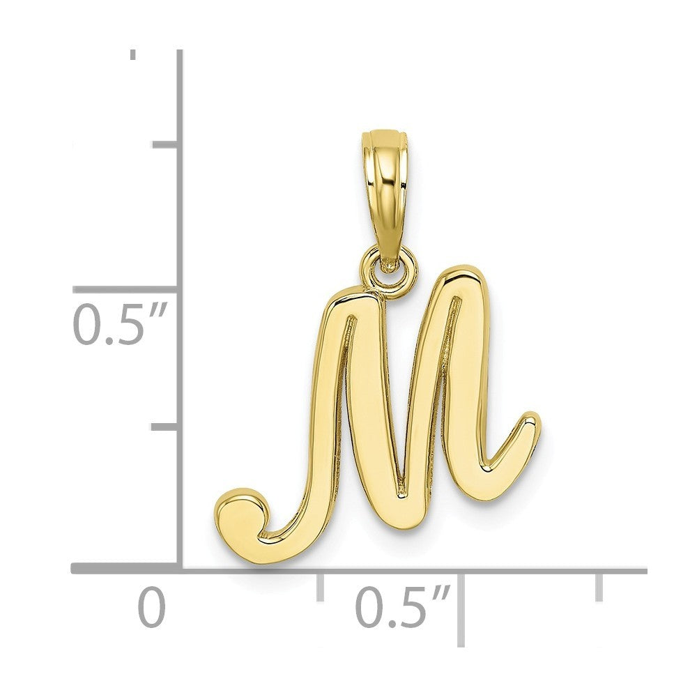 10K Yellow Gold Polished Script Initial Charm Pendant