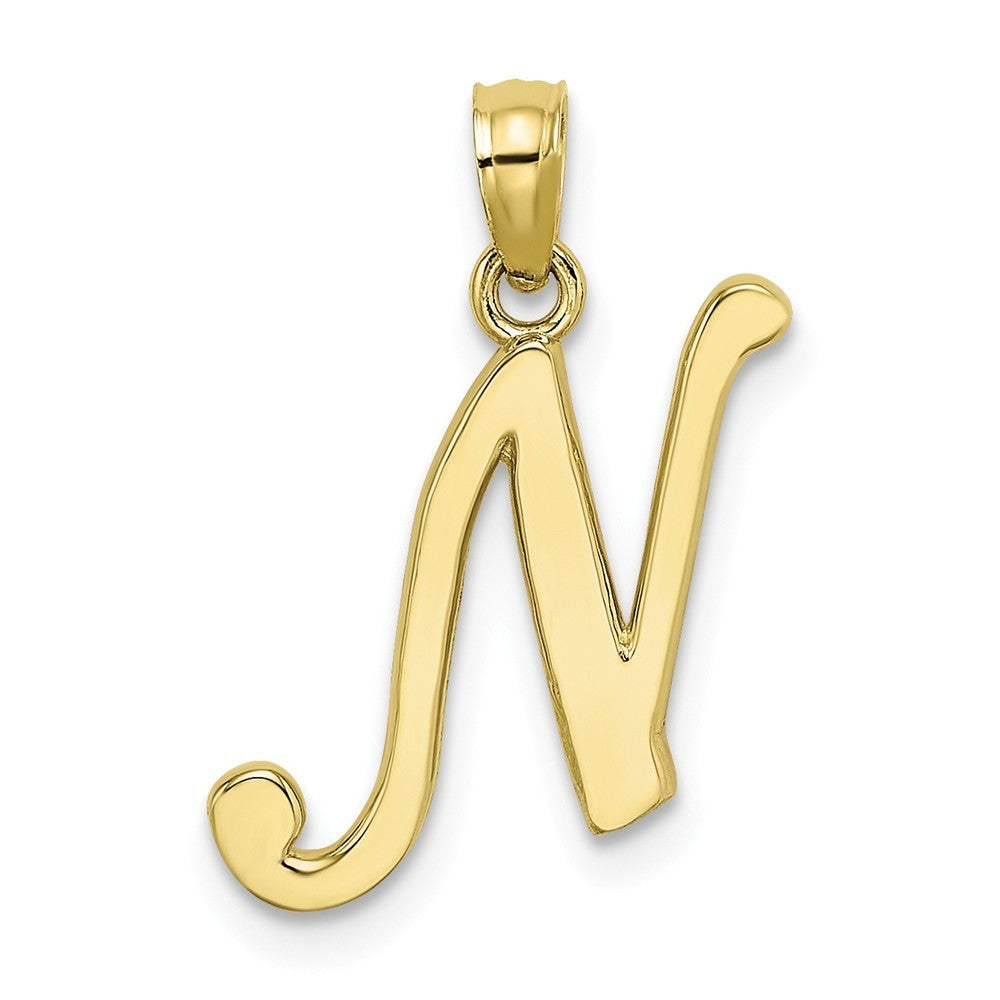 10K Yellow Gold Polished Script Initial Charm Pendant