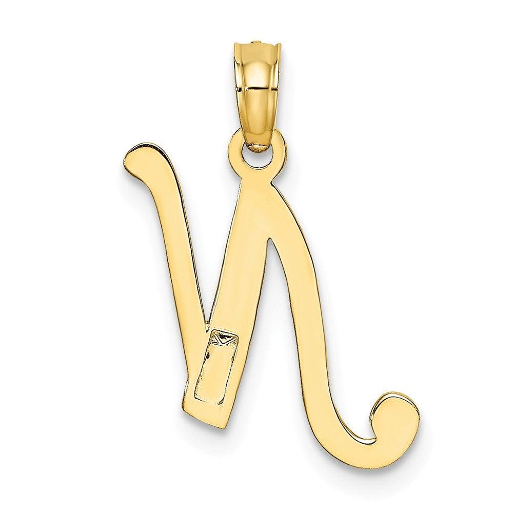 10K Yellow Gold Polished Script Initial Charm Pendant