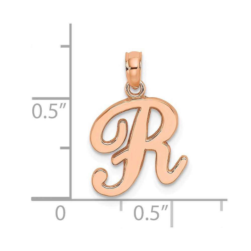 10K Yellow Gold Polished Script Initial Charm Pendant