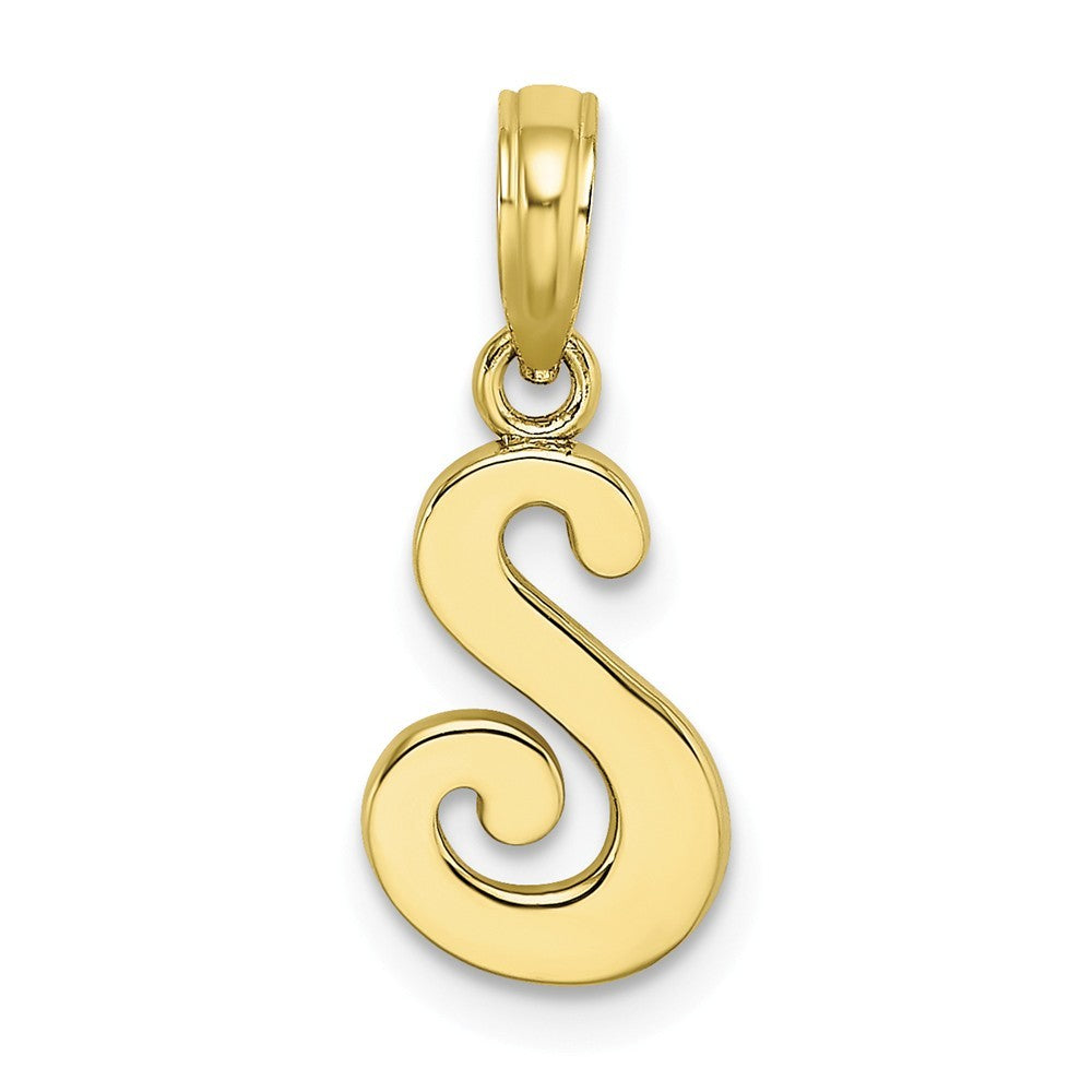 10K Yellow Gold Polished Script Initial Charm Pendant
