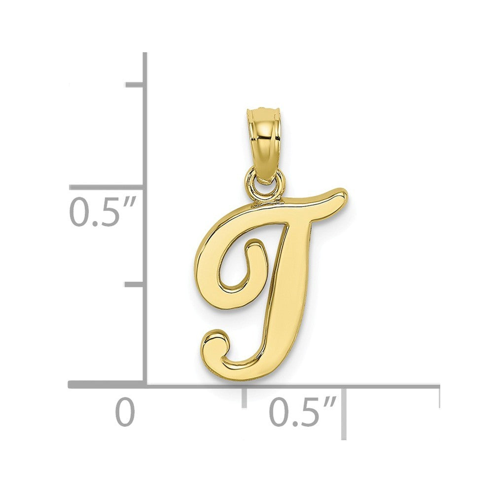 10K Yellow Gold Polished Script Initial Charm Pendant