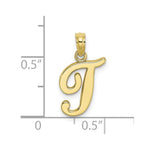 Load image into Gallery viewer, 10K Yellow Gold Polished Script Initial Charm Pendant
