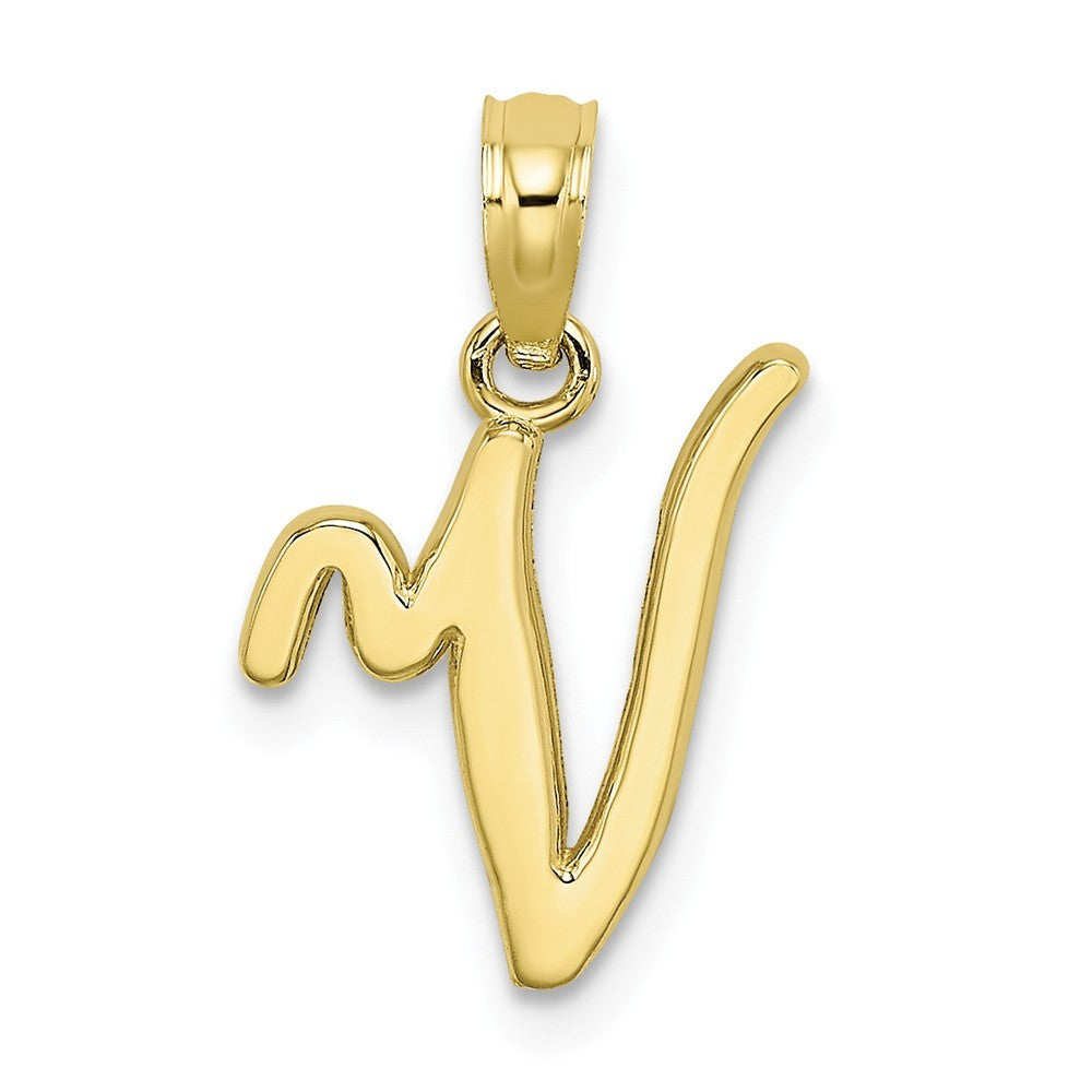 10K Yellow Gold Polished Script Initial Charm Pendant