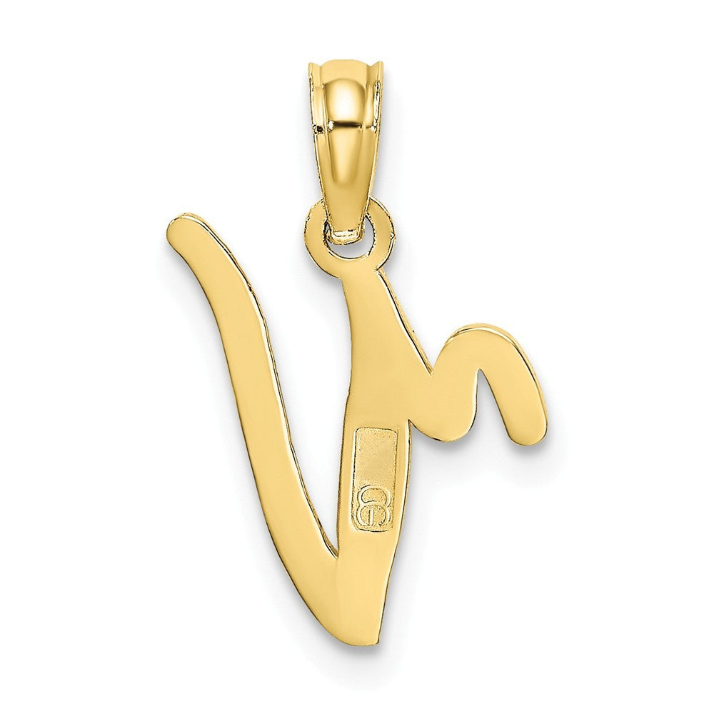 10K Yellow Gold Polished Script Initial Charm Pendant