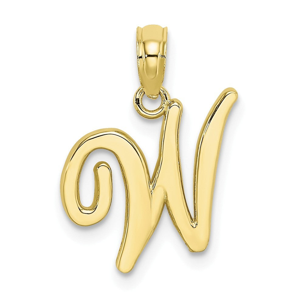 10K Yellow Gold Polished Script Initial Charm Pendant