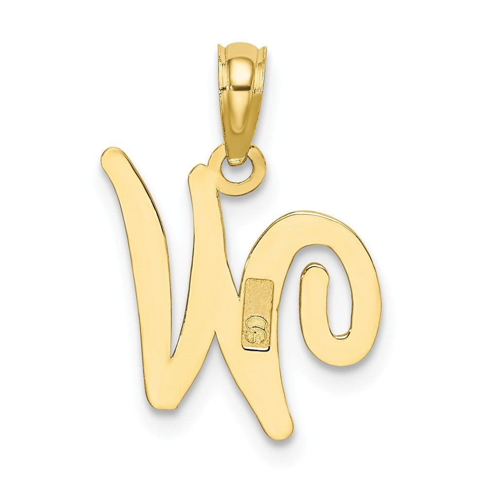 10K Yellow Gold Polished Script Initial Charm Pendant