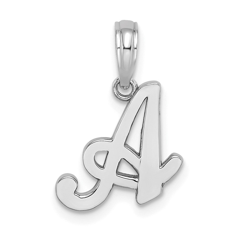 10K White Gold Polished Script Initial Charm Pendant