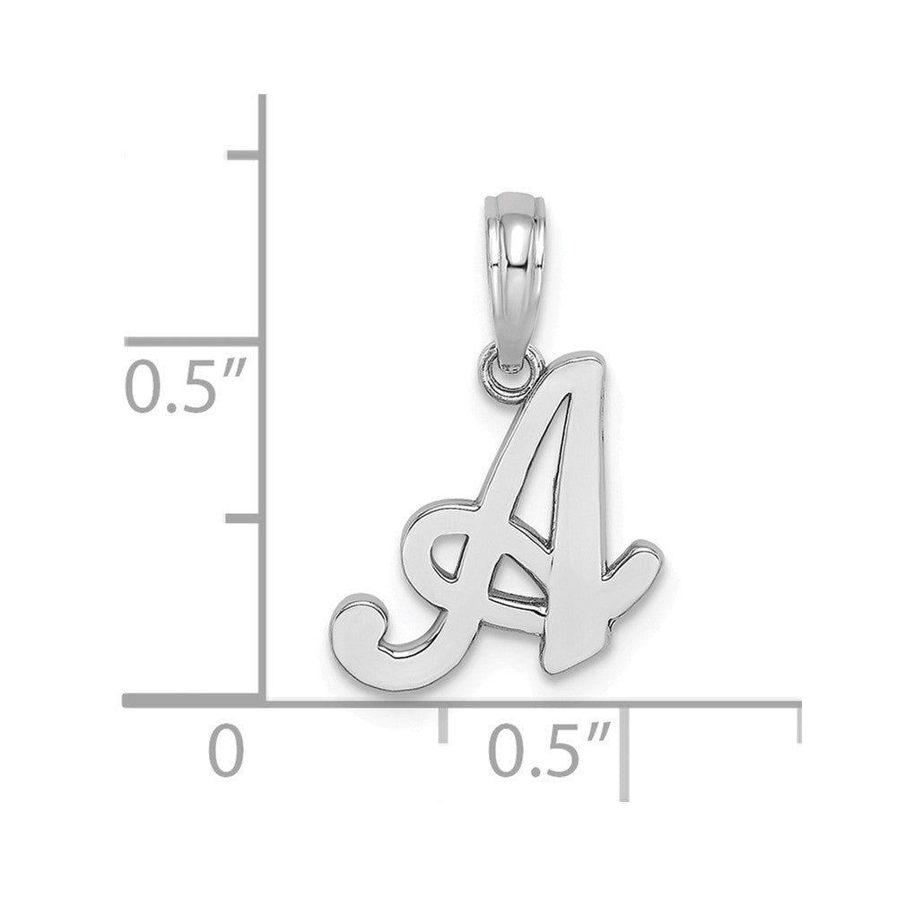 10K White Gold Polished Script Initial Charm Pendant