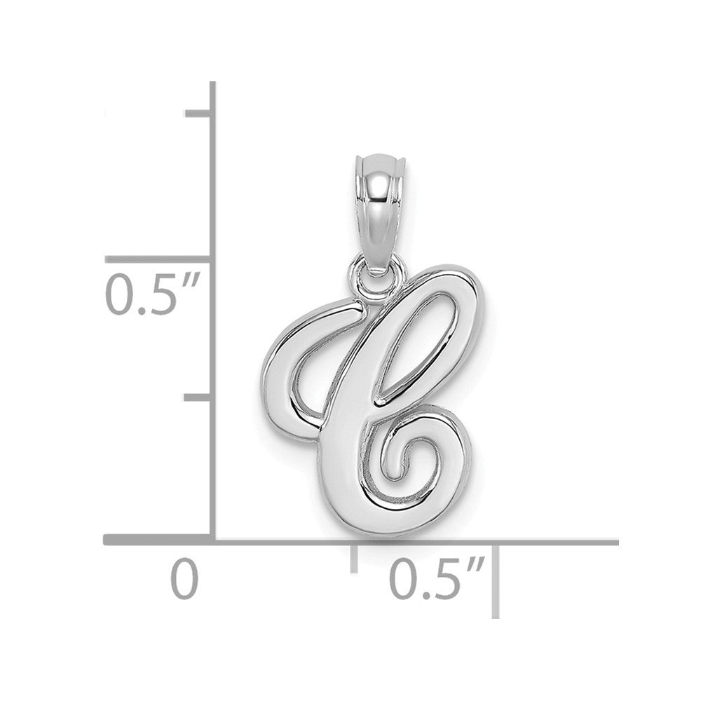 10K White Gold Polished Script Initial Charm Pendant