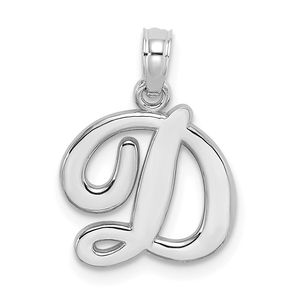 10K White Gold Polished Script Initial Charm Pendant