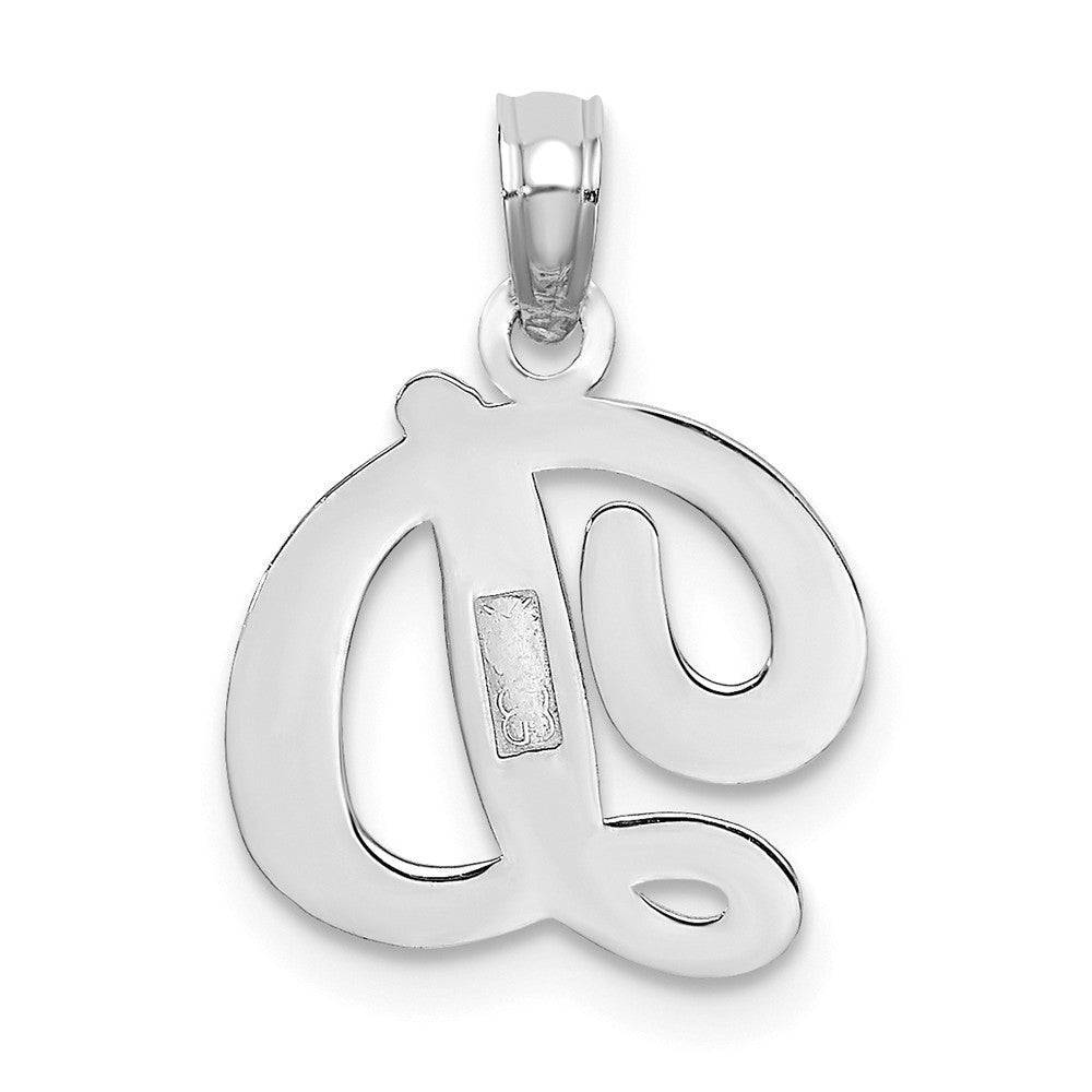 10K White Gold Polished Script Initial Charm Pendant