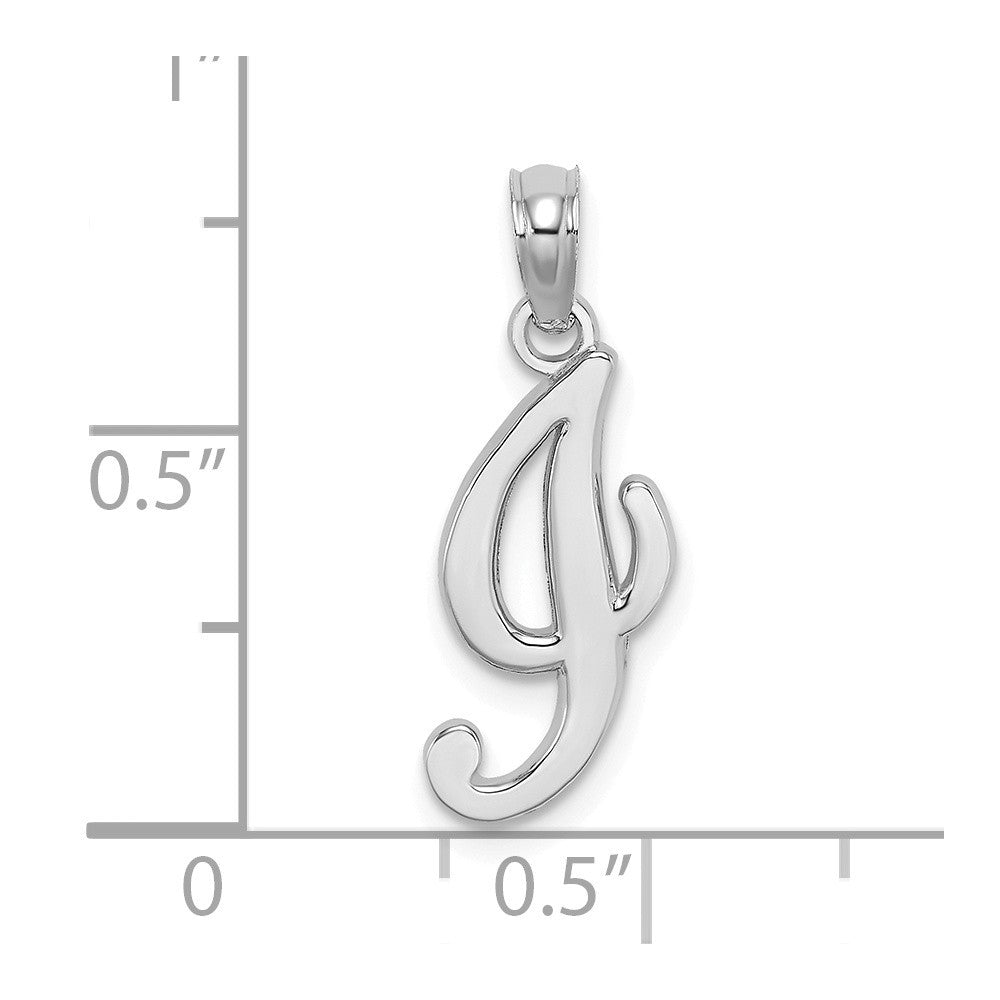 10K White Gold Polished Script Initial Charm Pendant
