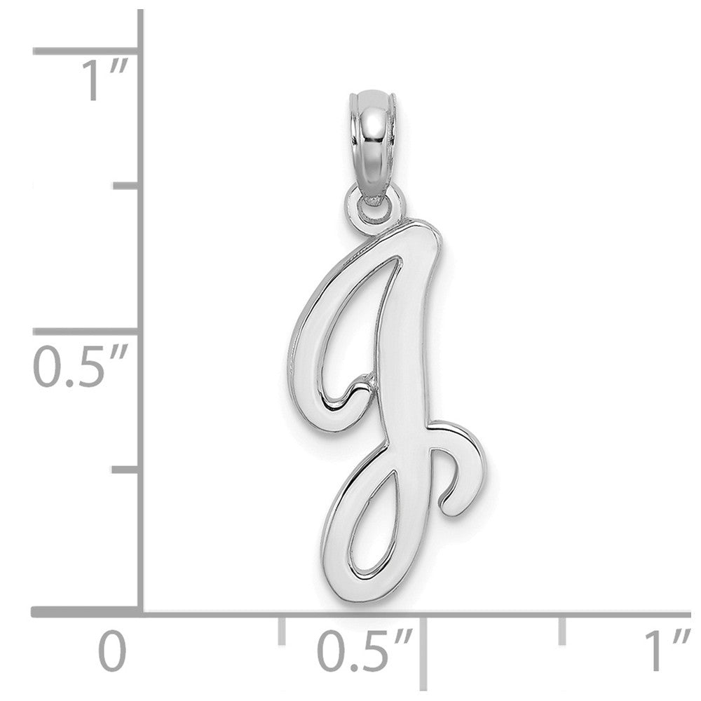 10K White Gold Polished Script Initial Charm Pendant