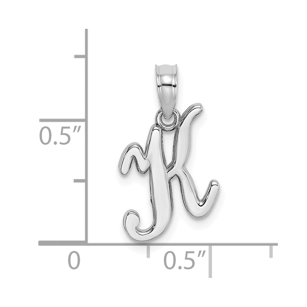 10K White Gold Polished Script Initial Charm Pendant