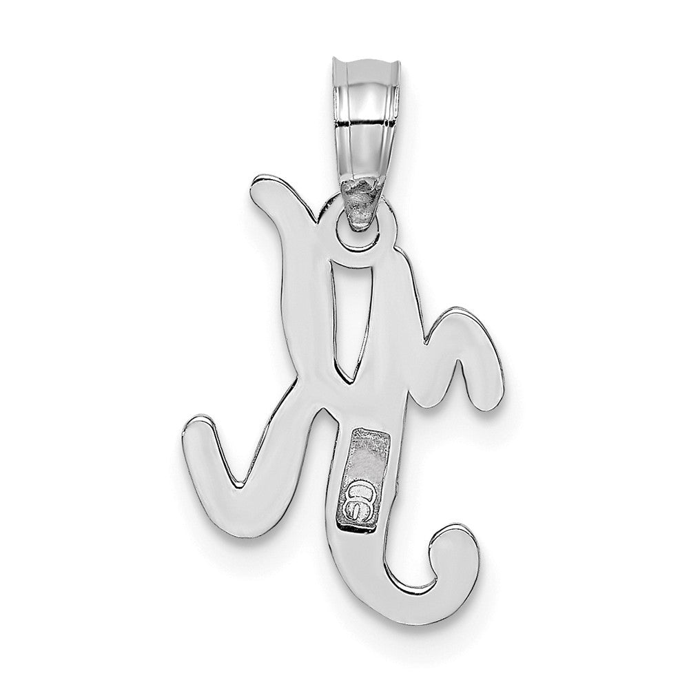 10K White Gold Polished Script Initial Charm Pendant