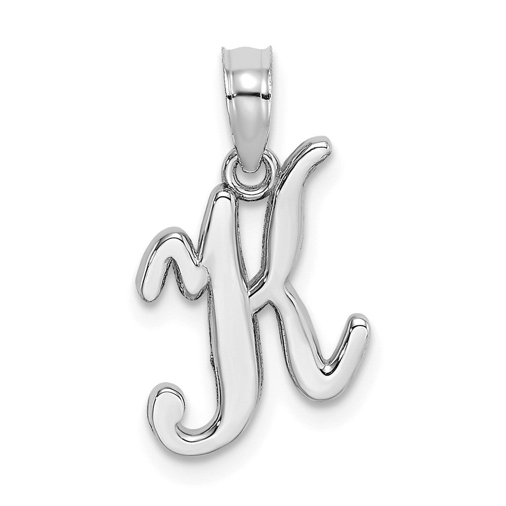 10K White Gold Polished Script Initial Charm Pendant