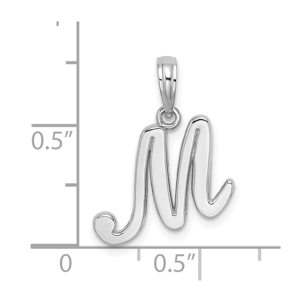 10K White Gold Polished Script Initial Charm Pendant