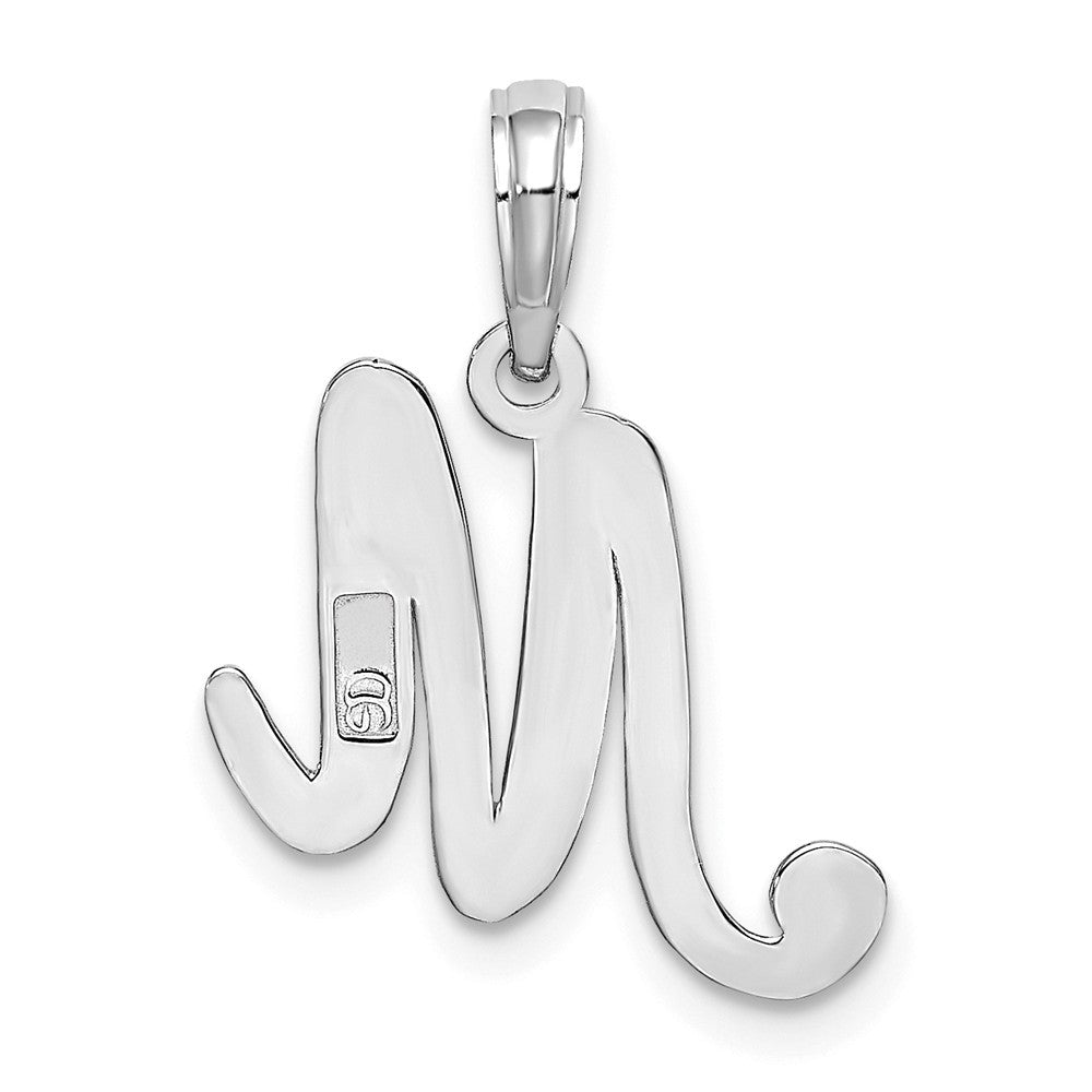 10K White Gold Polished Script Initial Charm Pendant
