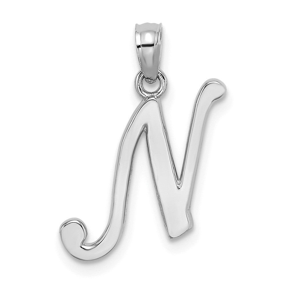 10K White Gold Polished Script Initial Charm Pendant
