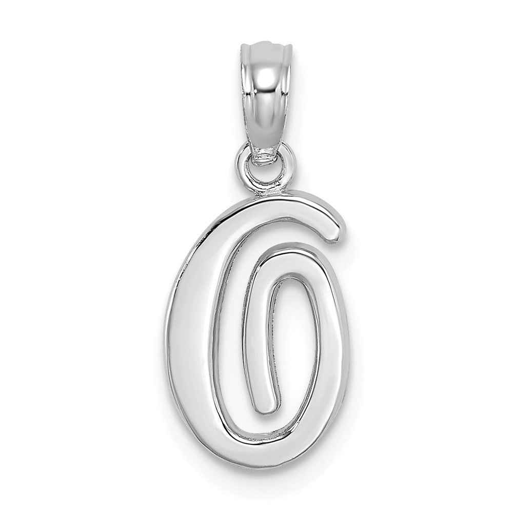 10K White Gold Polished Script Initial Charm Pendant