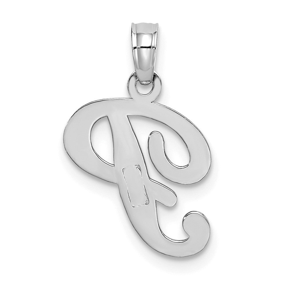 10K White Gold Polished Script Initial Charm Pendant