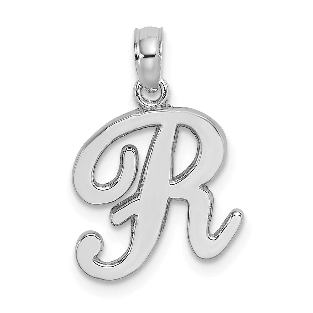 10K White Gold Polished Script Initial Charm Pendant