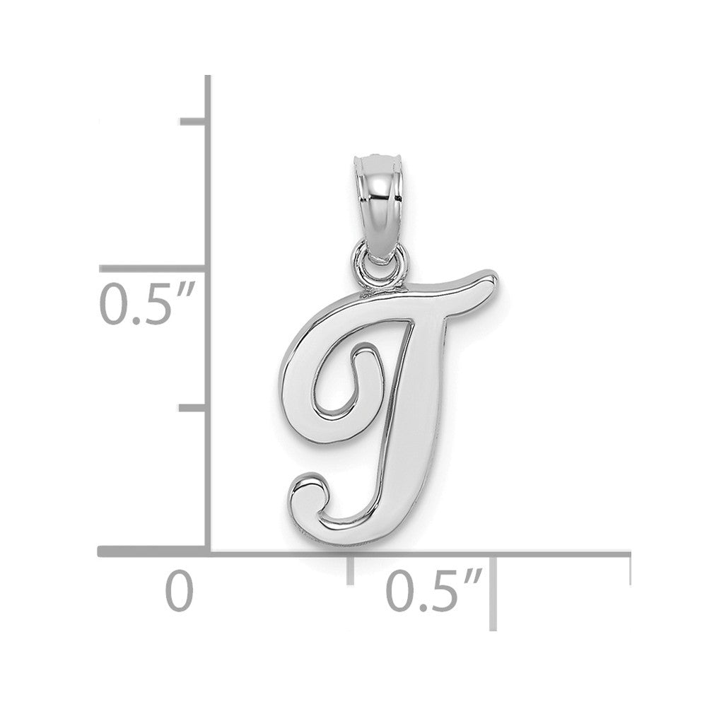10K White Gold Polished Script Initial Charm Pendant