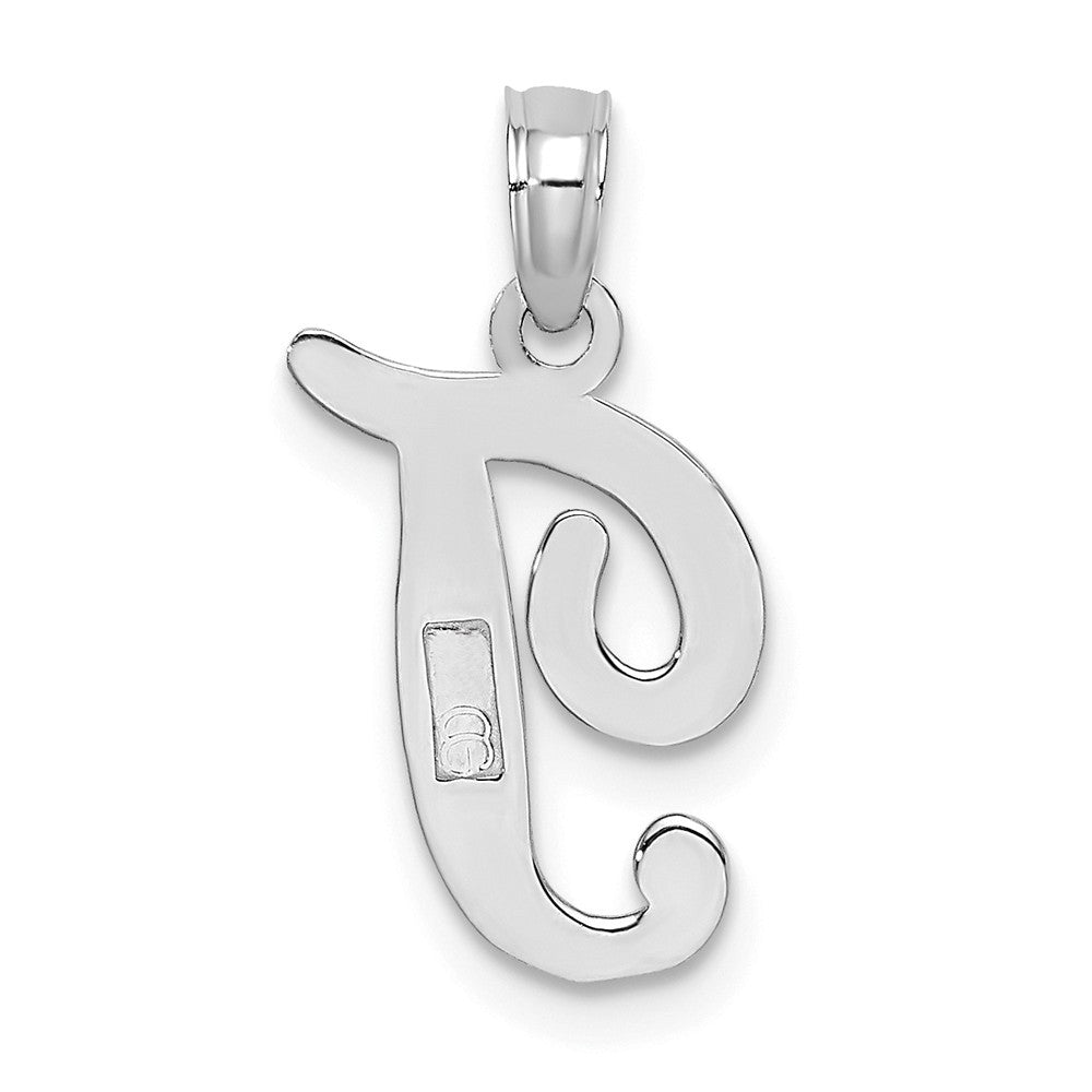 10K White Gold Polished Script Initial Charm Pendant