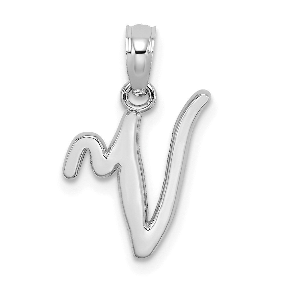 10K White Gold Polished Script Initial Charm Pendant