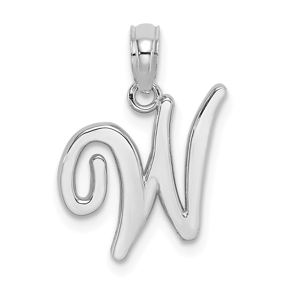 10K White Gold Polished Script Initial Charm Pendant