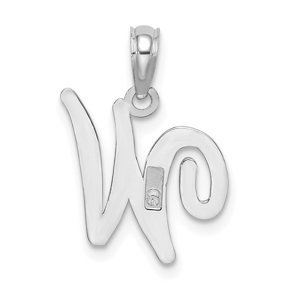 10K White Gold Polished Script Initial Charm Pendant