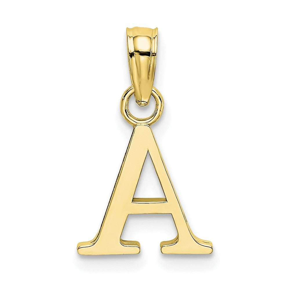 10K Yellow Gold Polished Block Initial Charm Pendant