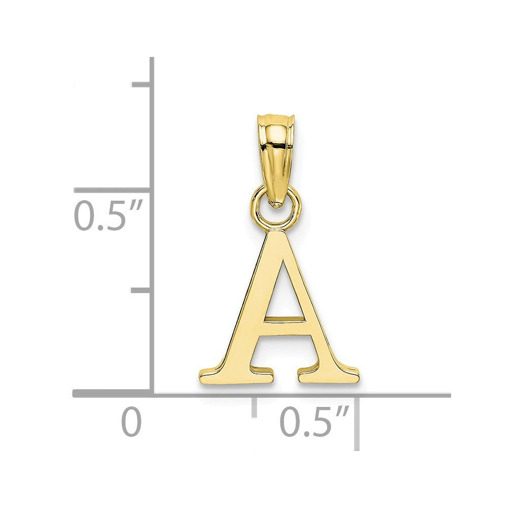 10K Yellow Gold Polished Block Initial Charm Pendant