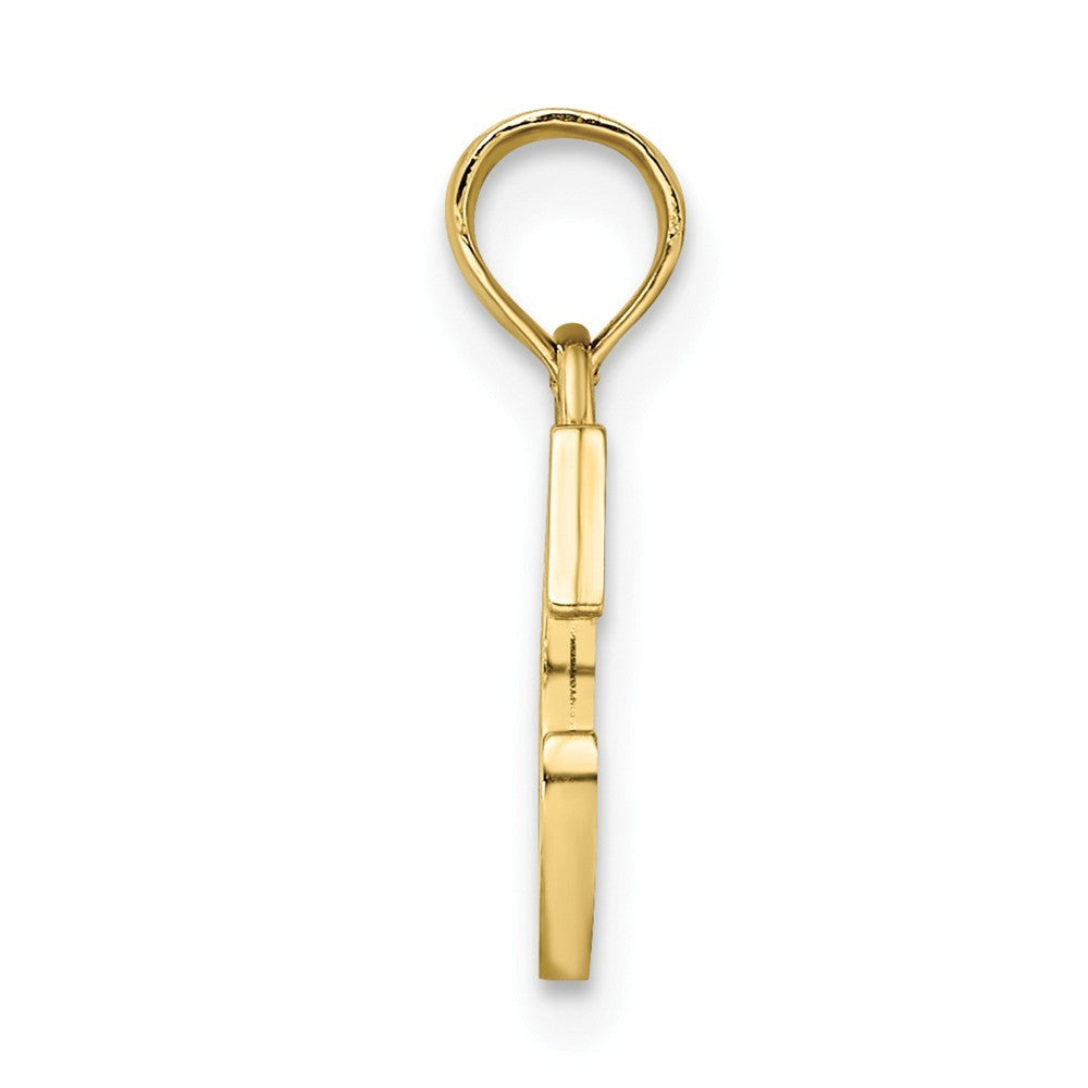10K Yellow Gold Polished Block Initial Charm Pendant