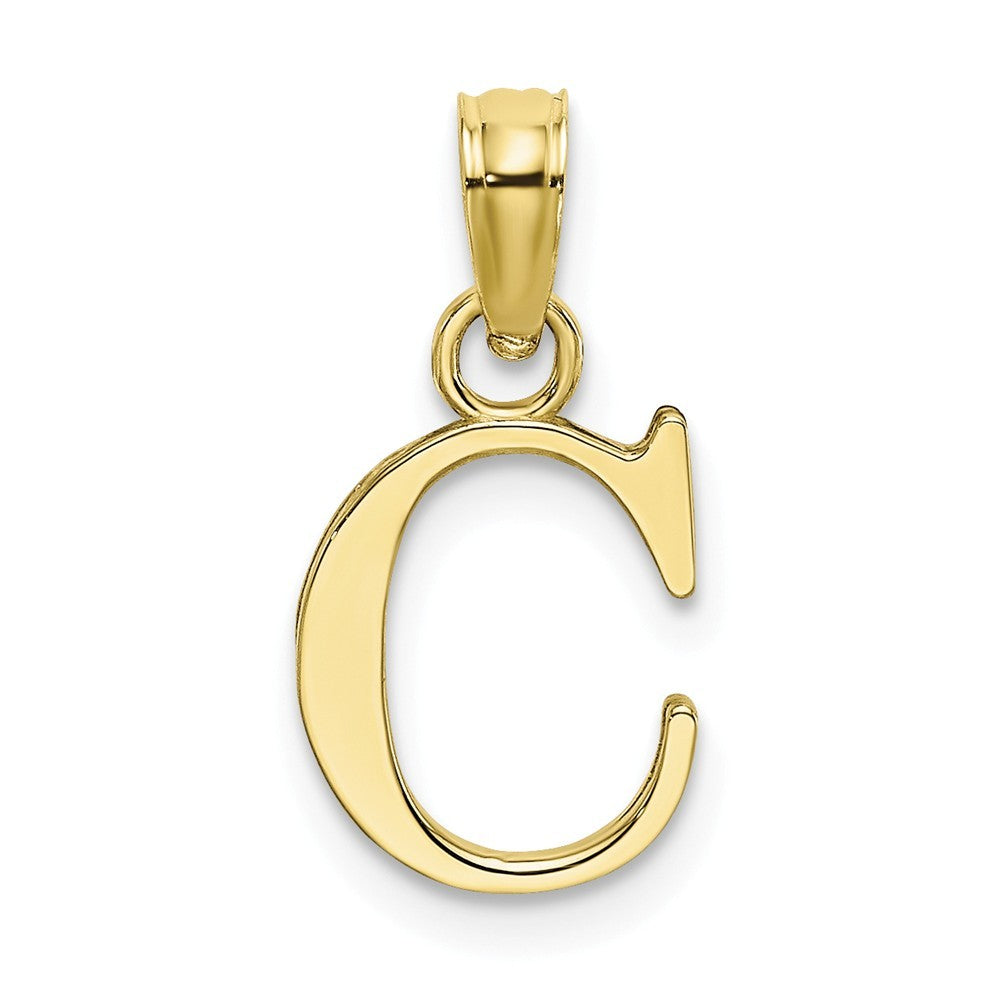 10K Yellow Gold Polished Block Initial Charm Pendant