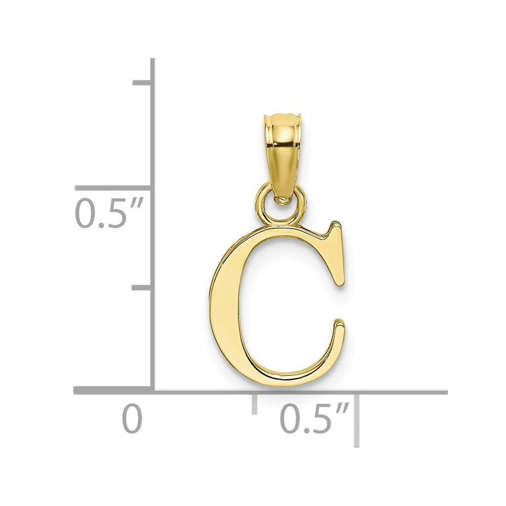 10K Yellow Gold Polished Block Initial Charm Pendant