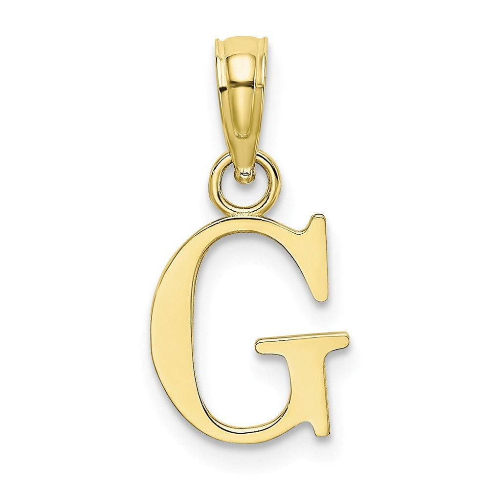 10K Yellow Gold Polished Block Initial Charm Pendant