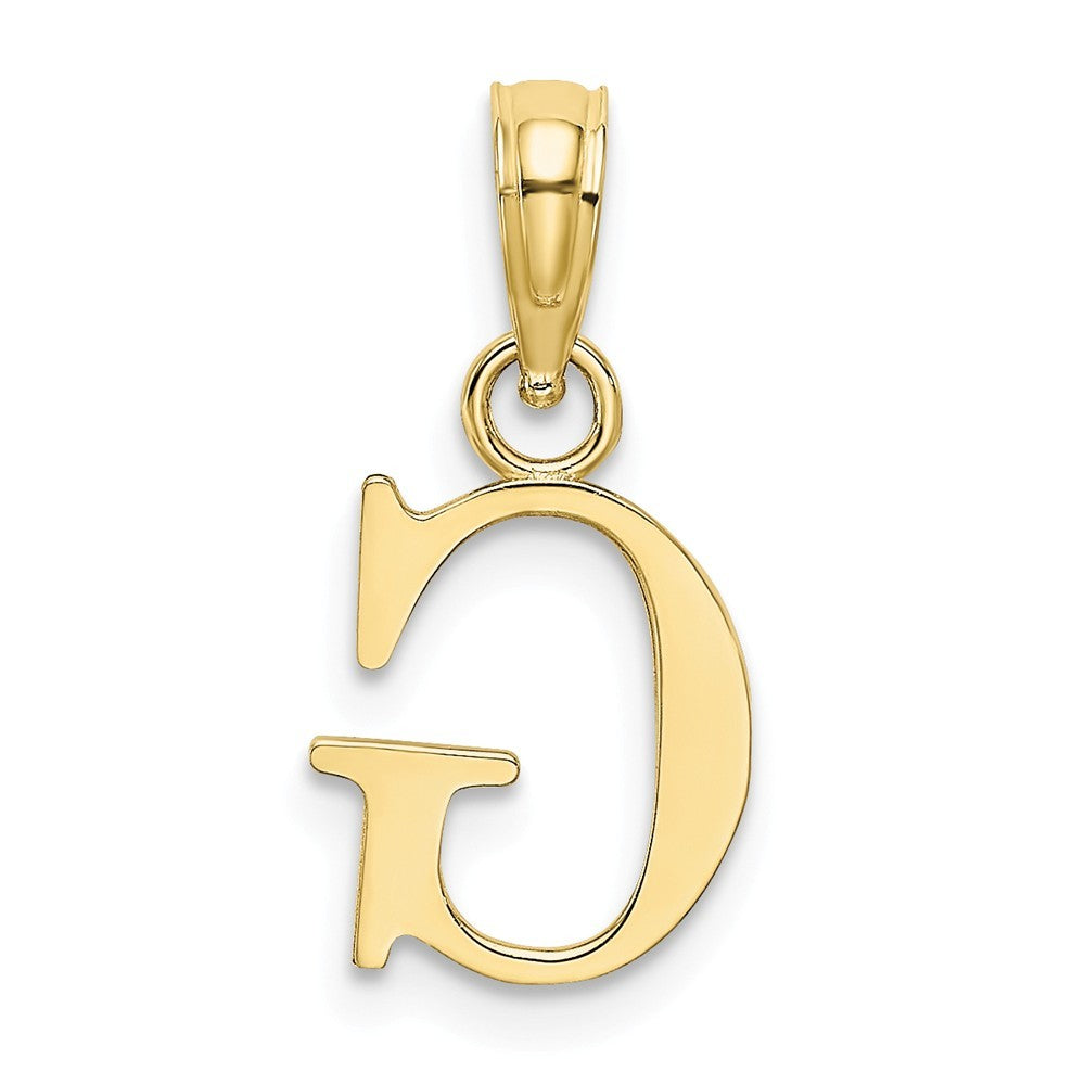 10K Yellow Gold Polished Block Initial Charm Pendant