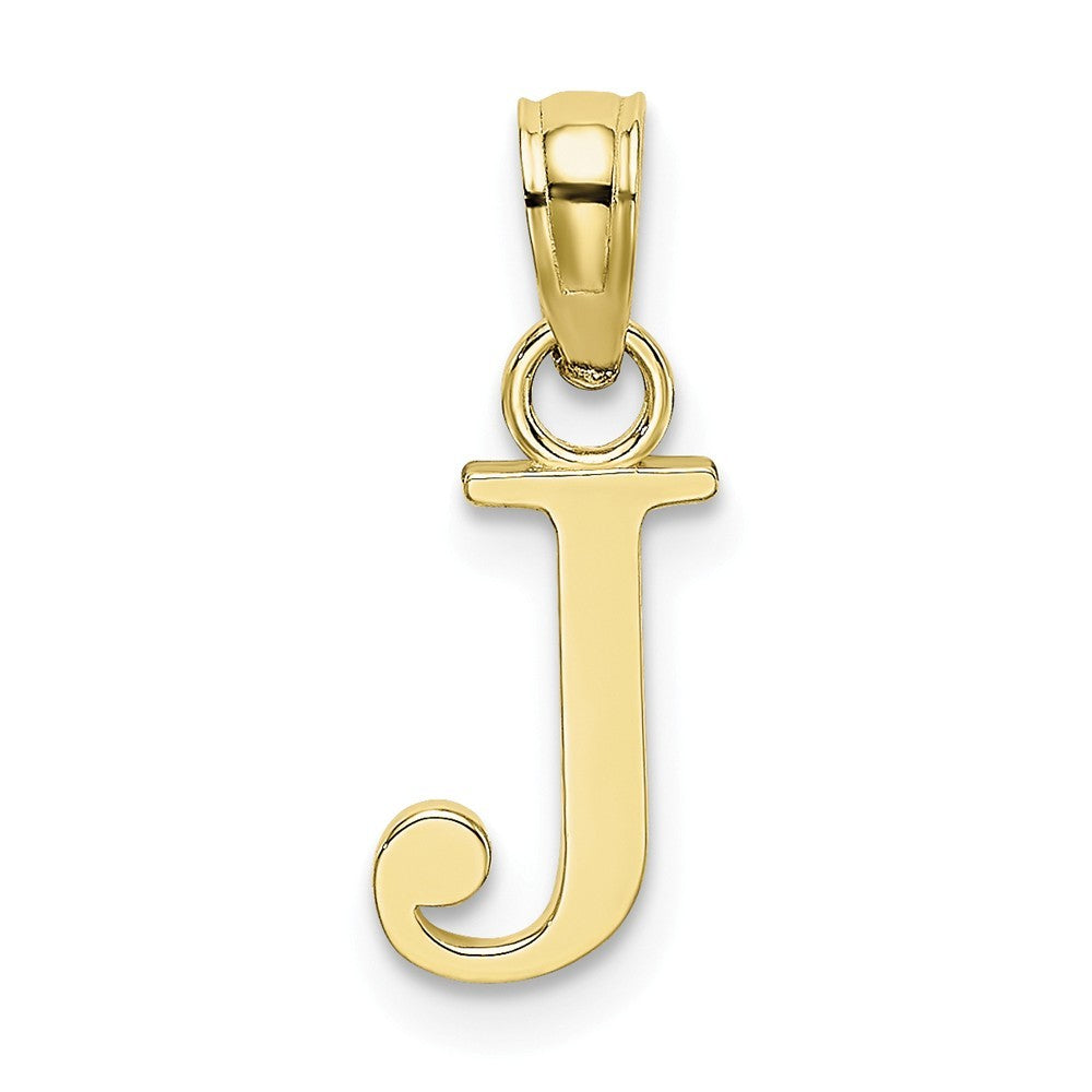 10K Yellow Gold Polished Block Initial Charm Pendant