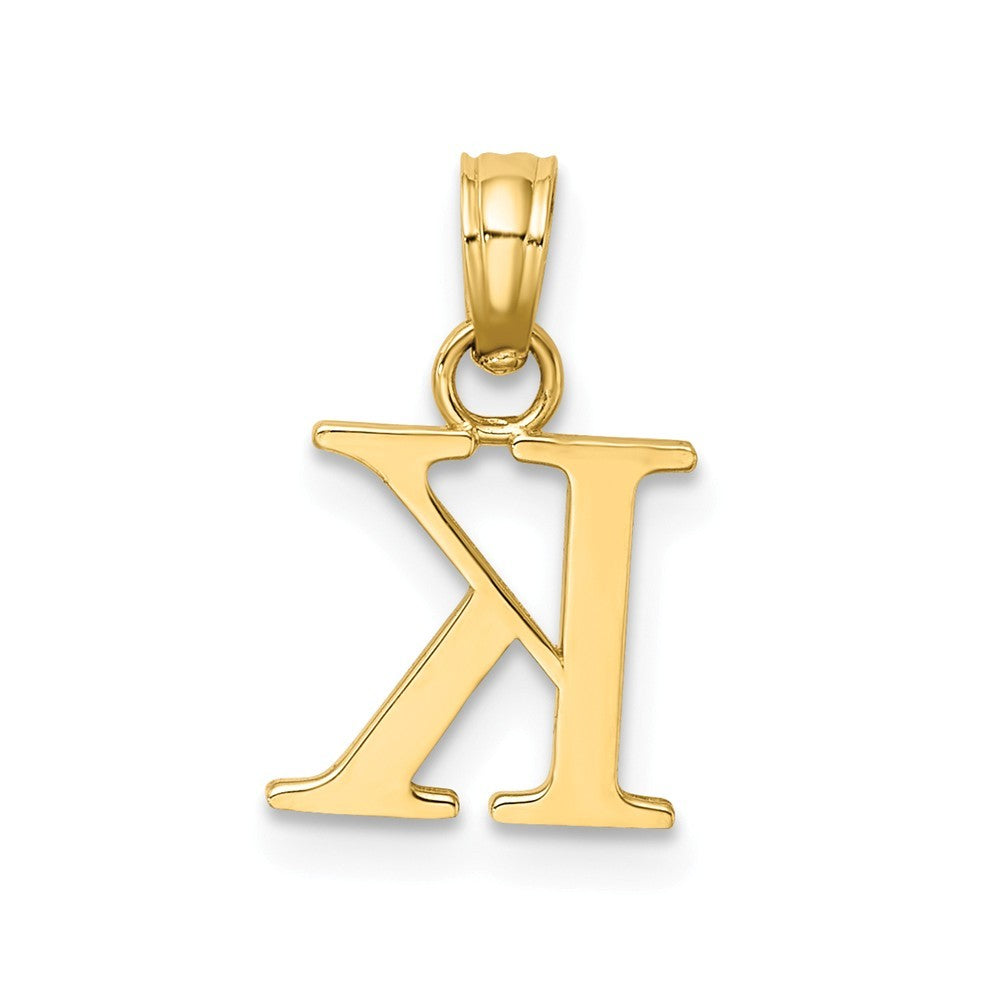 10K Yellow Gold Polished Block Initial Charm Pendant