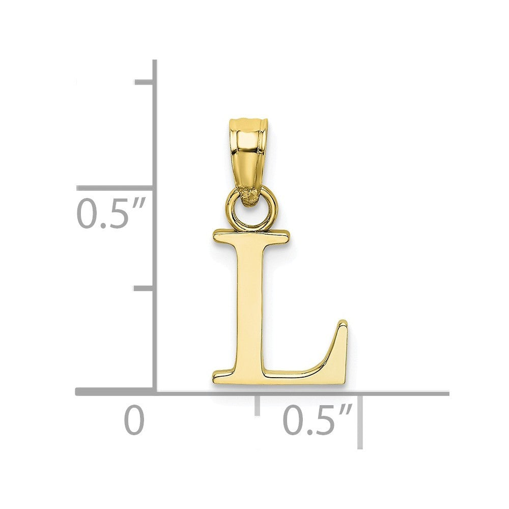 10K Yellow Gold Polished Block Initial Charm Pendant