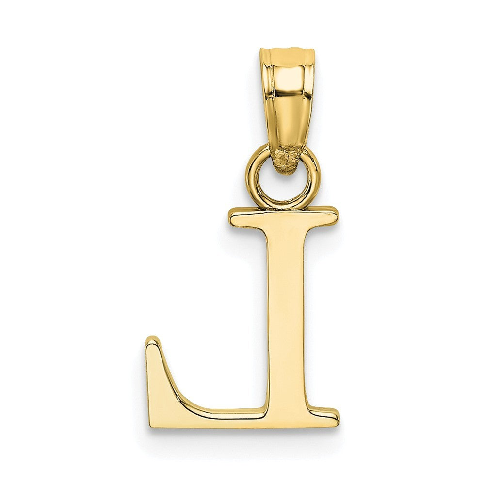 10K Yellow Gold Polished Block Initial Charm Pendant