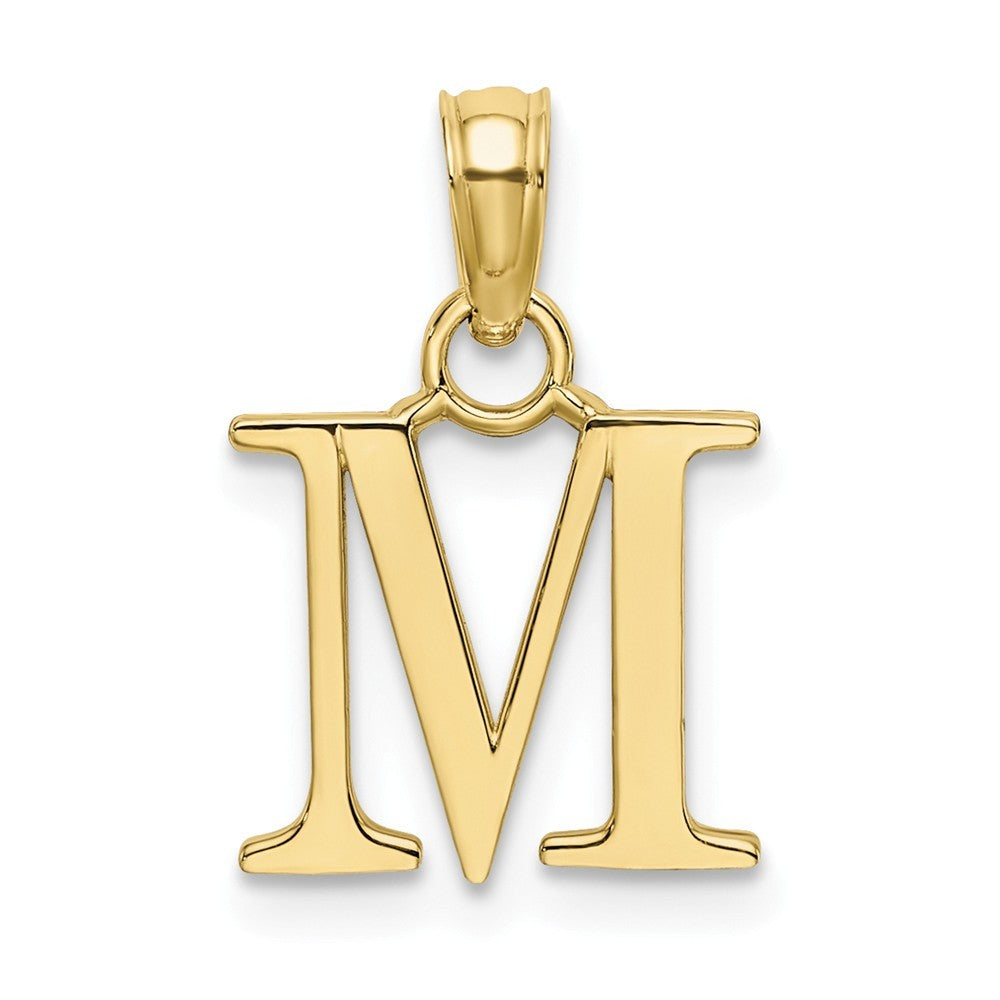 10K Yellow Gold Polished Block Initial Charm Pendant