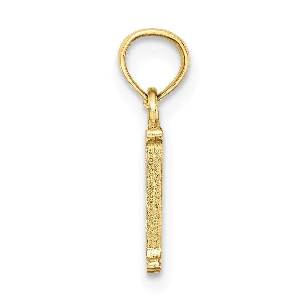 10K Yellow Gold Polished Block Initial Charm Pendant