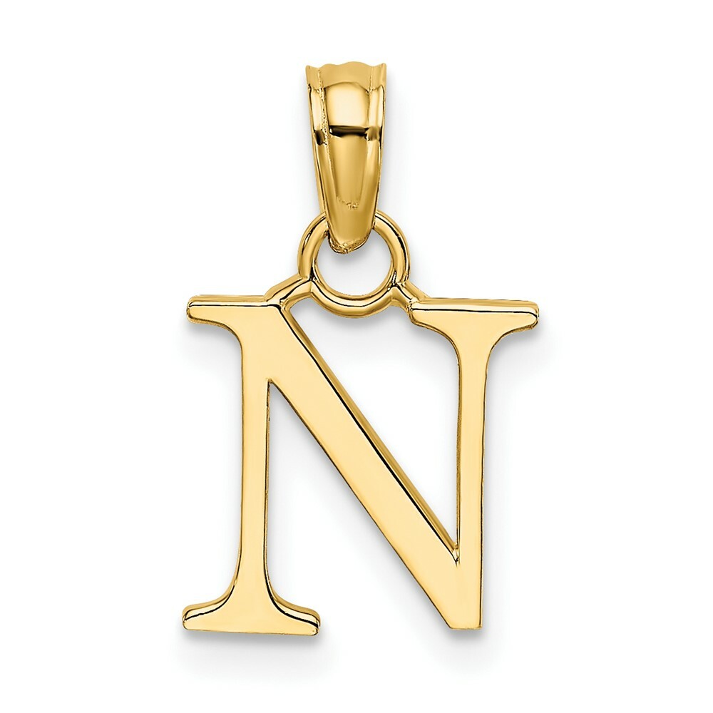 10K Yellow Gold Polished Block Initial Charm Pendant