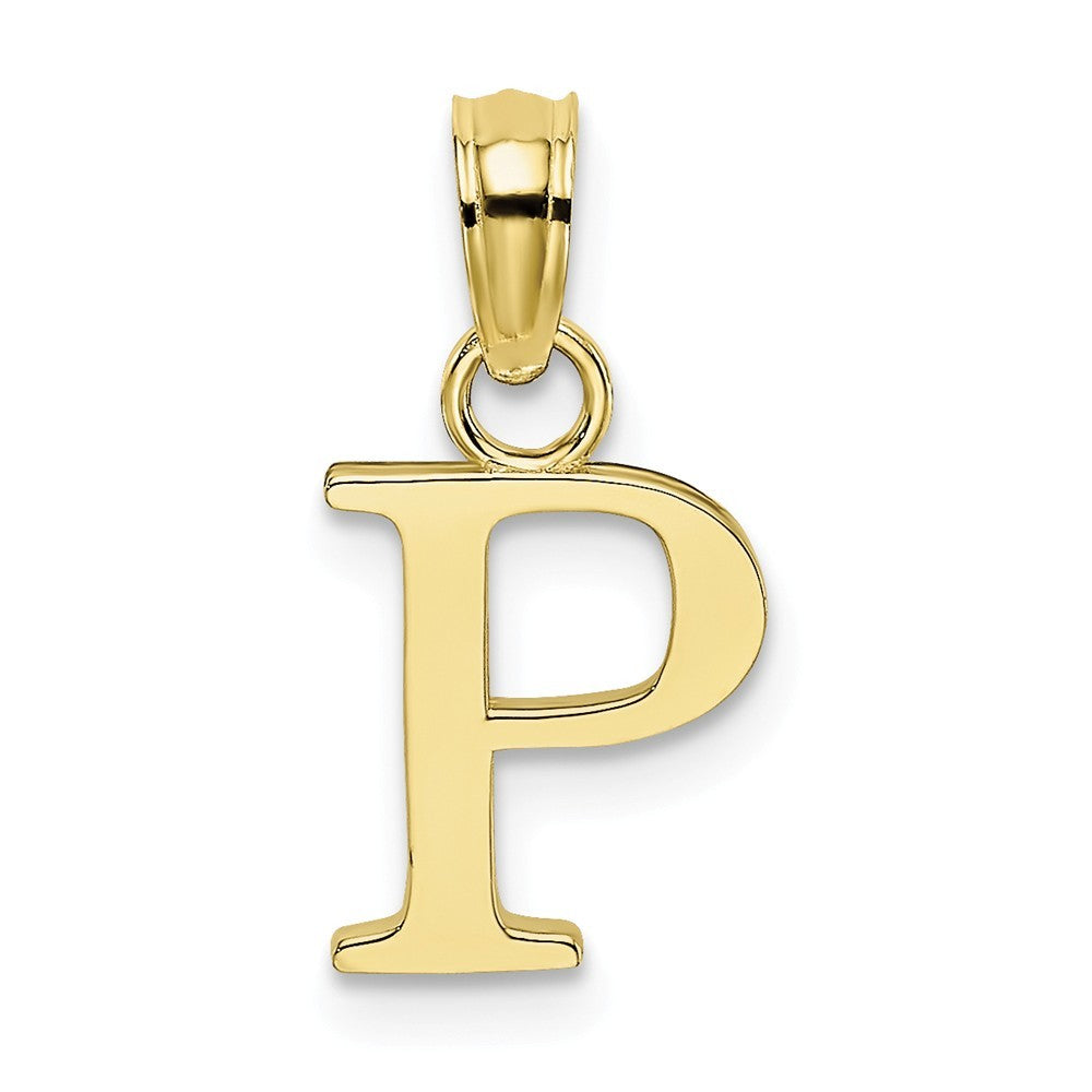 10K Yellow Gold Polished Block Initial Charm Pendant
