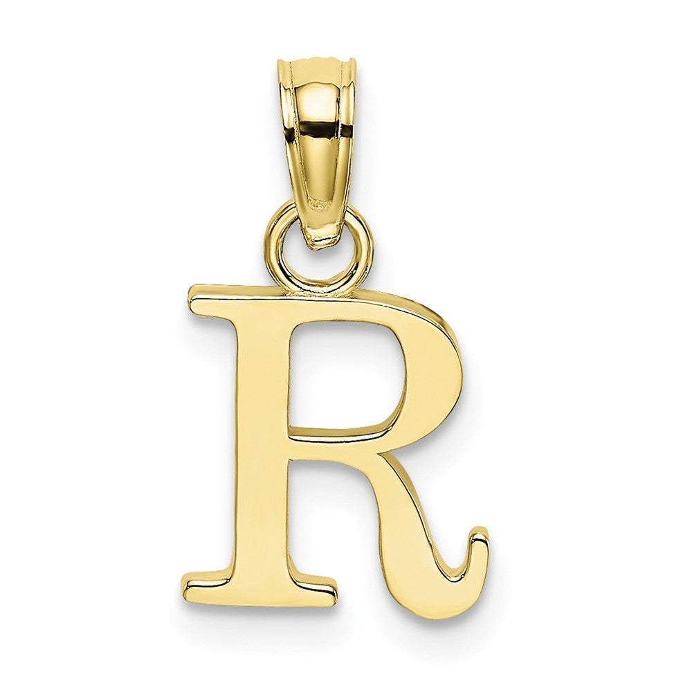 10K Yellow Gold Polished Block Initial Charm Pendant